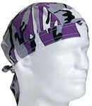 Purple Camouflage Head Wrap Doo Rag Camo Durag Skull Cap Cotton Sporty Motorcycle Hat