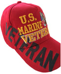 Marine Veteran Hat, Red Baseball Cap with American Flag and Eagle