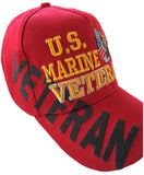 Marine Veteran Hat, Red Baseball Cap with American Flag and Eagle