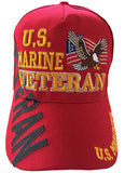 Marine Veteran Hat, Red Baseball Cap with American Flag and Eagle