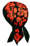 Skulls Bandana Doo Rag Cap MADE IN AMERICA Bandana Head Wrap Black and Red for Men or Women