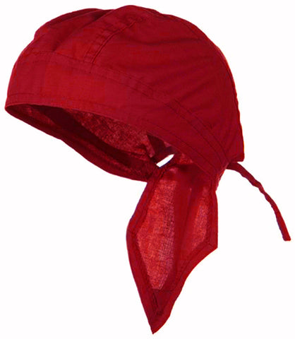 Red Solid Doo Rag Headwrap Durag Rojo Skull Cap Cotton Sporty Motorcycle Hat