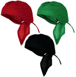 Doo Rag Bundle with Africa African Flag Colors Red, Black and Green Set of Skull Caps Black History Kwanzaa