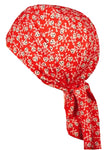 Red Skull and Crossbones Pirate Bandana Skull Cap, Made in USA, Cotton, Dorag Motorcycle Biker Hat