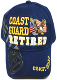 Coast Guard Retired Hat, Blue Military Baseball Cap with Eagle and American Flag