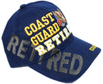 Coast Guard Retired Hat, Blue Military Baseball Cap with Eagle and American Flag