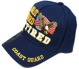 Coast Guard Retired Hat, Blue Military Baseball Cap with Eagle and American Flag