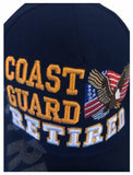 Coast Guard Retired Hat, Blue Military Baseball Cap with Eagle and American Flag