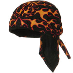 Black Doo Rag with Flames Head Wrap Durag Skull Cap Cotton Sporty Motorcycle Hat