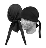 Black DoRag Heavy Duty Bandana Headwrap Cap with SWEATBAND Pirate Skull Hat Cotton Large/XL