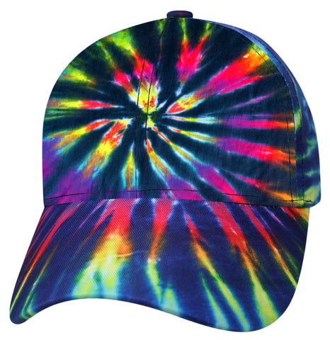 Tie Dye Baseball Cap 1960s Tye Die Hippie Hat Fun Woodstock Rainbow Hippy 60s Colorful Hi-Vis