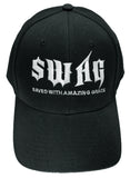 Christian SWAG, Baseball Cap, Save With Amazing Grace, Black Hat Adjustable Embroidered