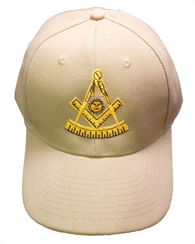 Mason Hat Tan Past Master Baseball Cap with Masonic Logo Freemasons Shriners Prince Hall Lodge Headwear