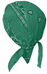Green Teal Paisley Headwrap Doo Rag Durag Skull Cap Cotton Sporty Motorcycle Hat