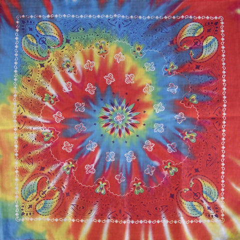 Tie Dye Print 100% Cotton 1960s Colorful Bandana Hippie Fun Tye Die II