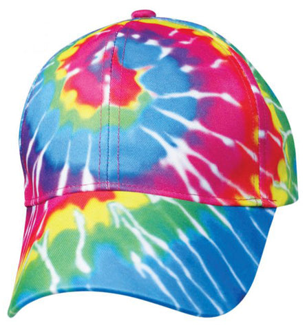 Tie Dye Cap 1960s Tye Die Hippie Hat Fun Woodstock Rainbow Hippy 60s Colorful Hi-Vis