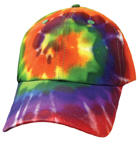 Tie Dye Cap 1960s Tye Die Hippie Hat Fun Woodstock Rainbow Hippy 60s Colorful Hi-Vis