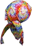 Tie Dye Doo Rag 1960s Tye Die Paisley Dorag Hippie Fun Woodstock with SWEATBAND