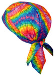 Tie Dye Doo Rag with SWEAT BAND Rainbow Colors 1960s Head Wrap Skull Cap Cotton Motorcycle Do Hat