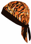 Tiger Stripes Tigers Animal Print Doo Rag Cap with Sweatband Biker Hat Bandana Head Wrap Black and Orange Made in America