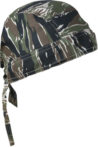 Camouflage Tiger Stripe Head Wrap Doo Rag Camo Durag Skull Cap Cotton Sporty Motorcycle Hat
