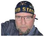 US NAVY Doo Rag with a SWEATBAND Blue Bandana Head Wrap Motorcycle Bikers Hat