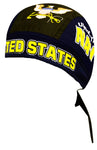 US NAVY Doo Rag with a SWEATBAND Blue Bandana Head Wrap Motorcycle Bikers Hat