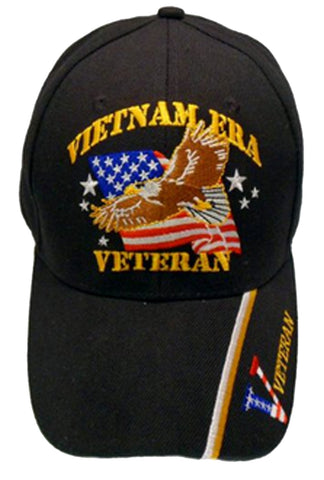 Vietnam ERA Veteran Baseball Cap Black Military Hat Vet with Eagle American Flag Bill