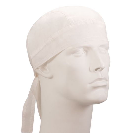 White Solid Headwrap Doo Rag with SWEAT BAND Durag Skull Cap Cotton Sp ...