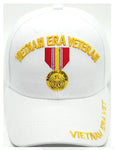 Vietnam ERA Army Veteran Hat Military Baseball Cap with Medal, Mens Womens, White