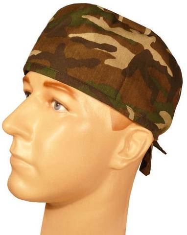 Surgical Scrub Cap Camouflage Woodland Camo with SWEATBAND MADE IN THE USA Doctors Surgeon Hat