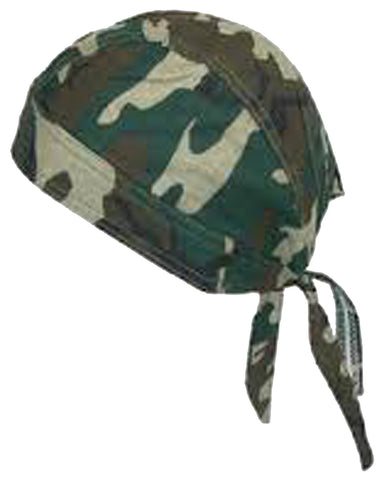 Camouflage Head Wrap DooRag with SWEAT BAND Camo Durag Skull Cap Cotton Sporty Motorcycle Hat