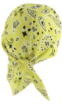 Yellow Paisley Headwrap Doo Rag with SWEAT BAND Durag Skull Cap Spandex Sporty Motorcycle Hat