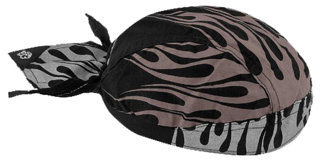 Reflective Flames Motorcycle Doo Rag Head Wrap Black and Silver Durag ...